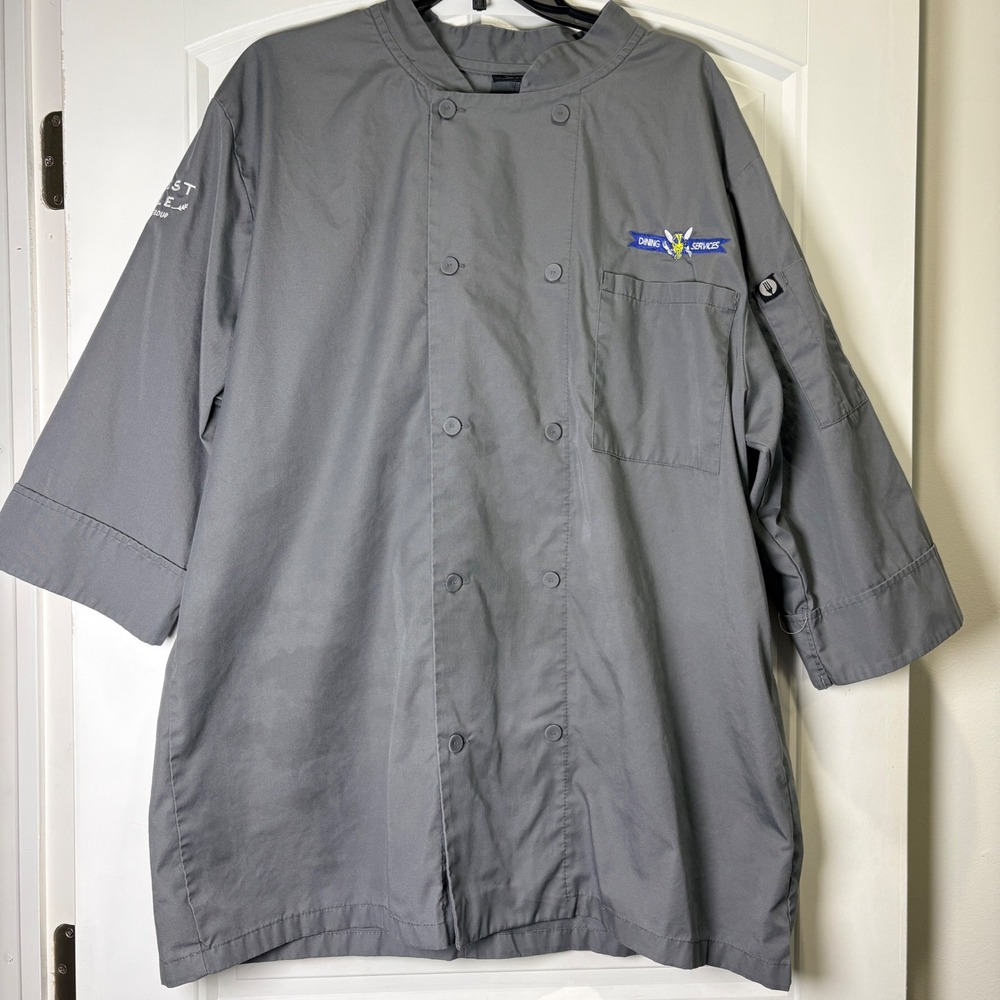 Chef Works Chef Coat Mens XL Gray Harvest Table Dining Services Double Breasted